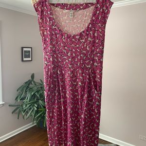 Diane Von Furstenberg Pink Silk Print Cap Sleeve Scoop Neck Dress